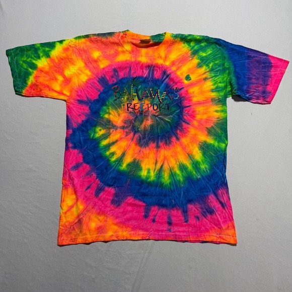 All Sport Other - All Sport Tie Dye Bahamas Freeport Embroidered T-Shirt Mens XL Rainbow Souvenir